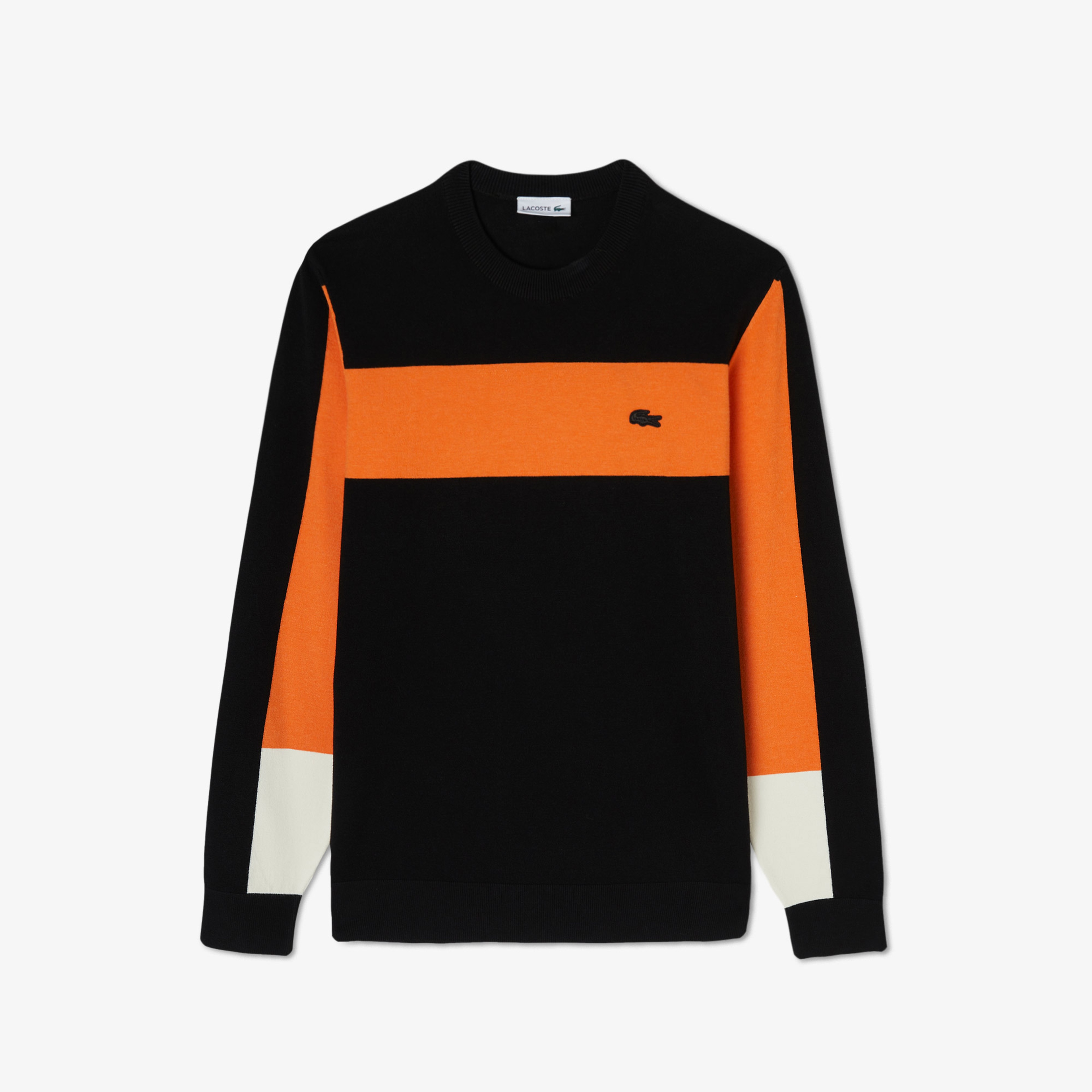 Erkek Regular Fit Uzun Kollu Bisiklet Yaka Renk Bloklu Siyah Triko