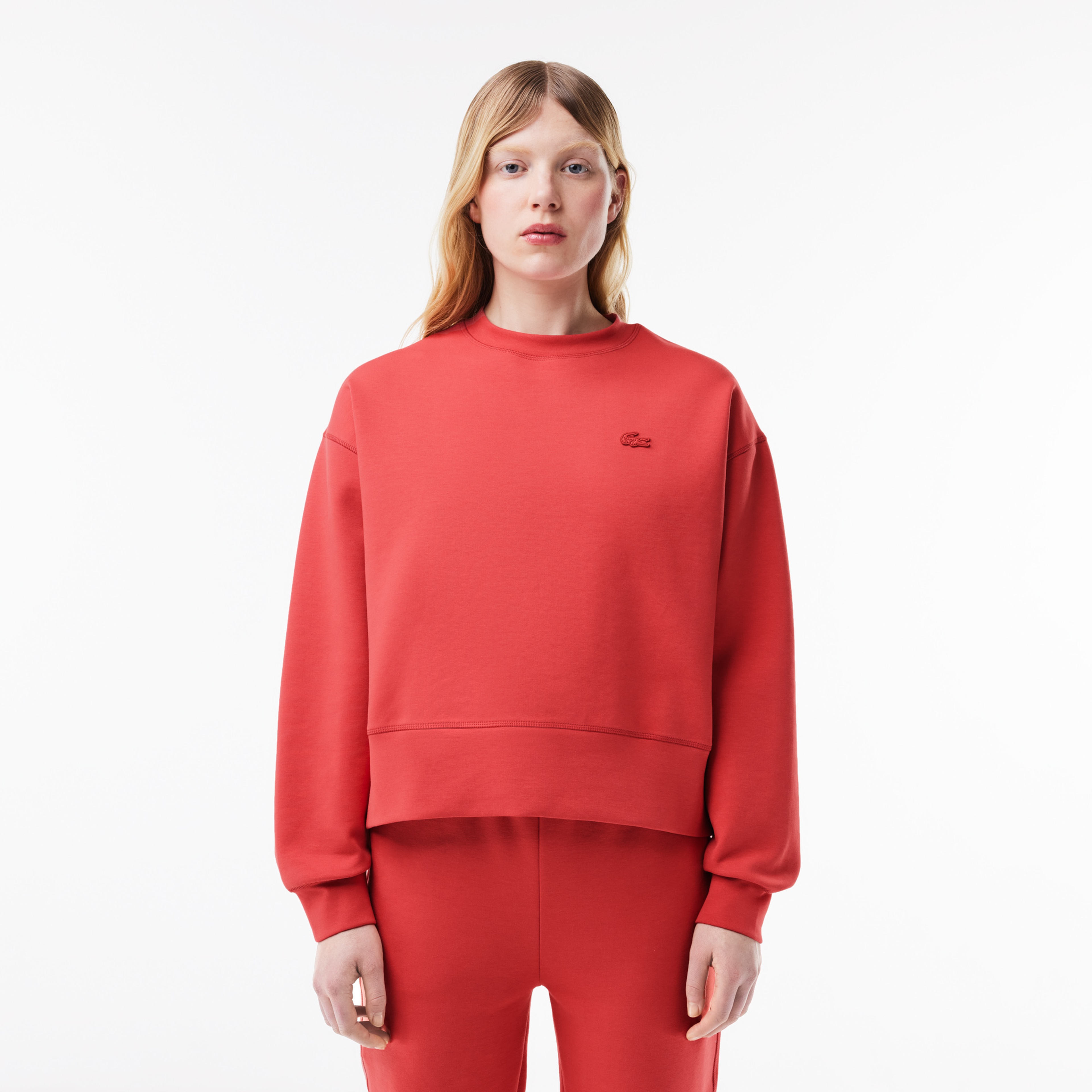 Kadın Bisiklet Yaka Kırmızı Sweatshirt