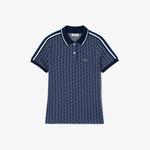 Kadın Slim Fit Monogram Mavi Polo