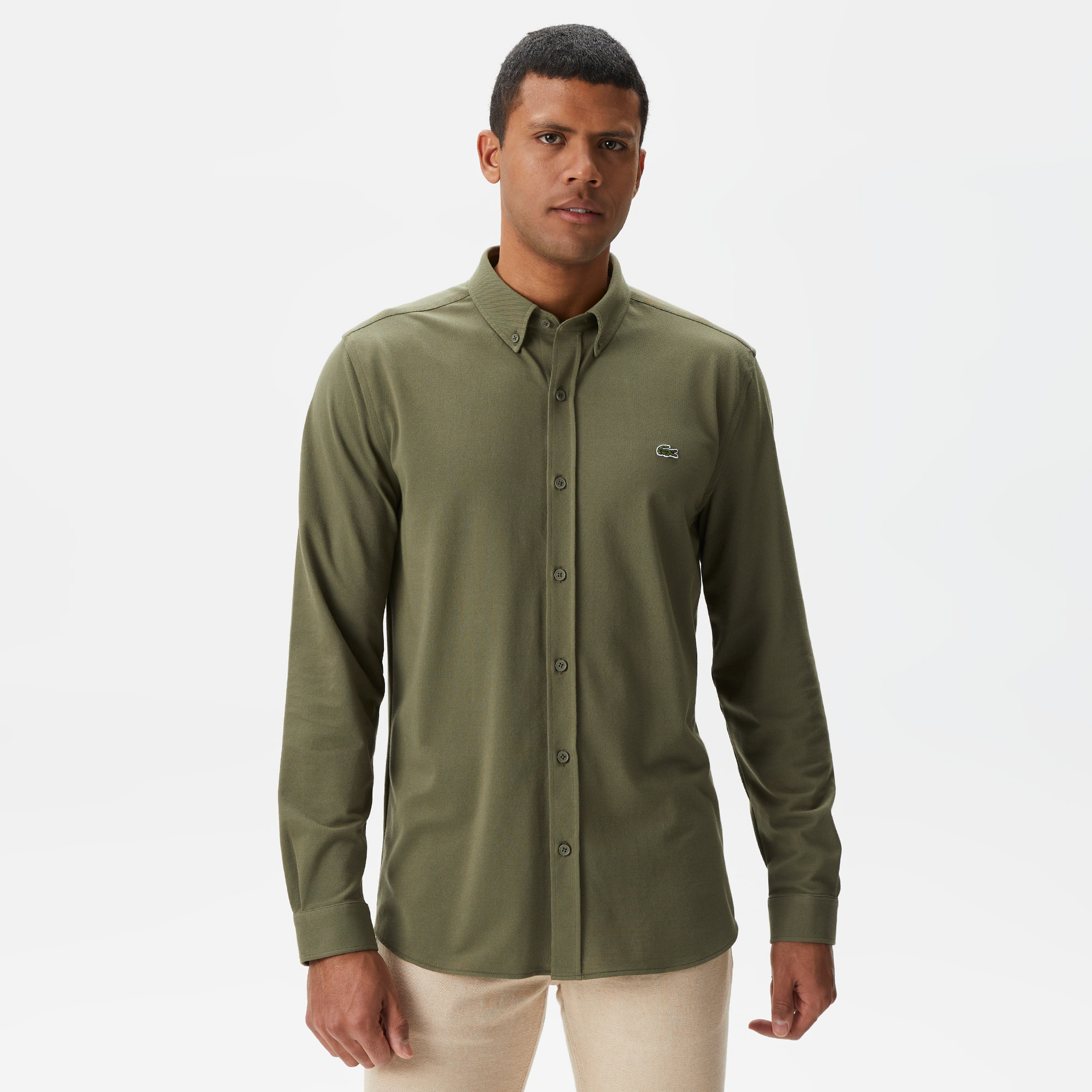 Erkek Slim Fit Yeşil Gömlek