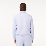 Erkek Loose Fit Polo Yaka Mavi Sweatshirt