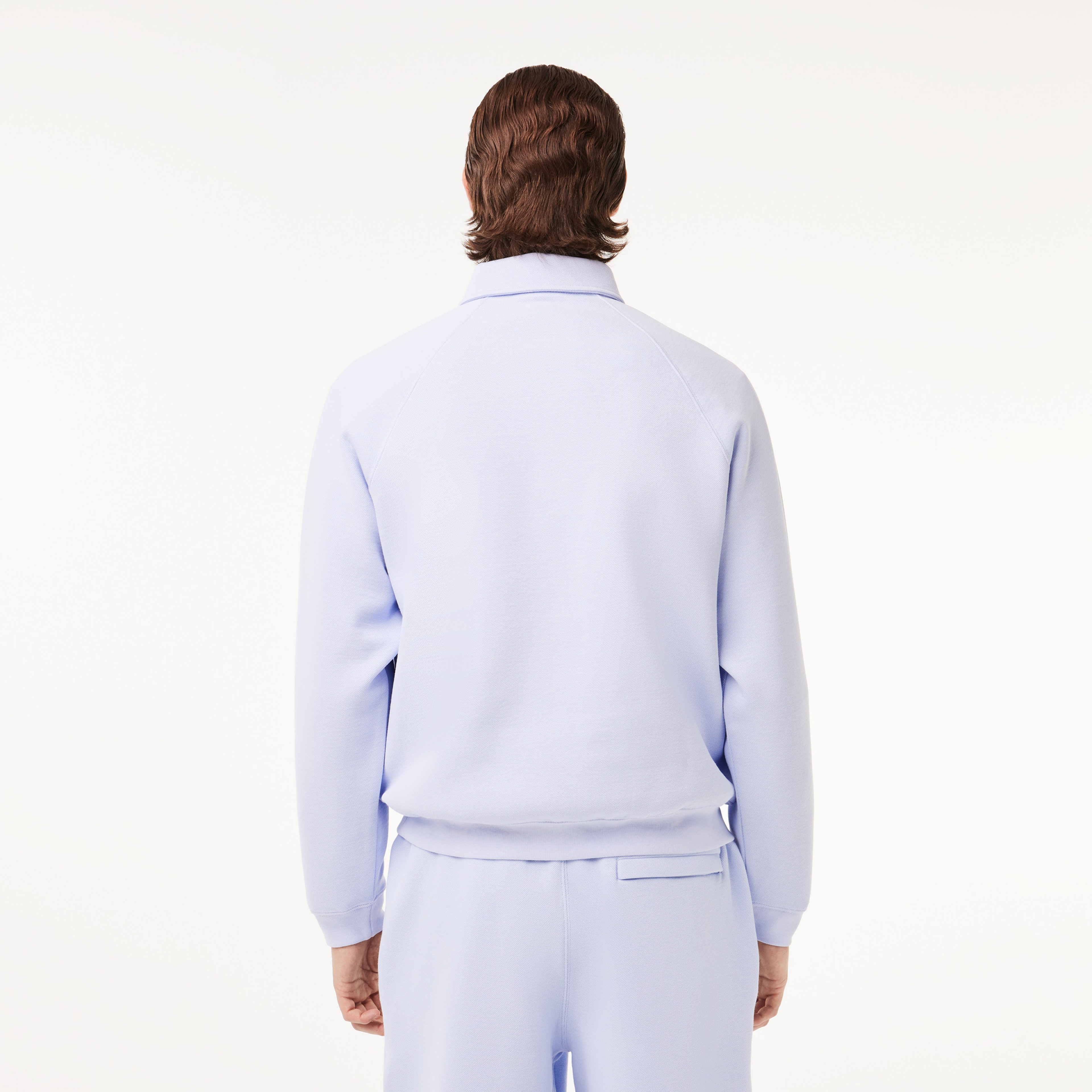 Erkek Loose Fit Polo Yaka Mavi Sweatshirt