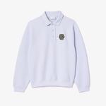 Erkek Loose Fit Polo Yaka Mavi Sweatshirt