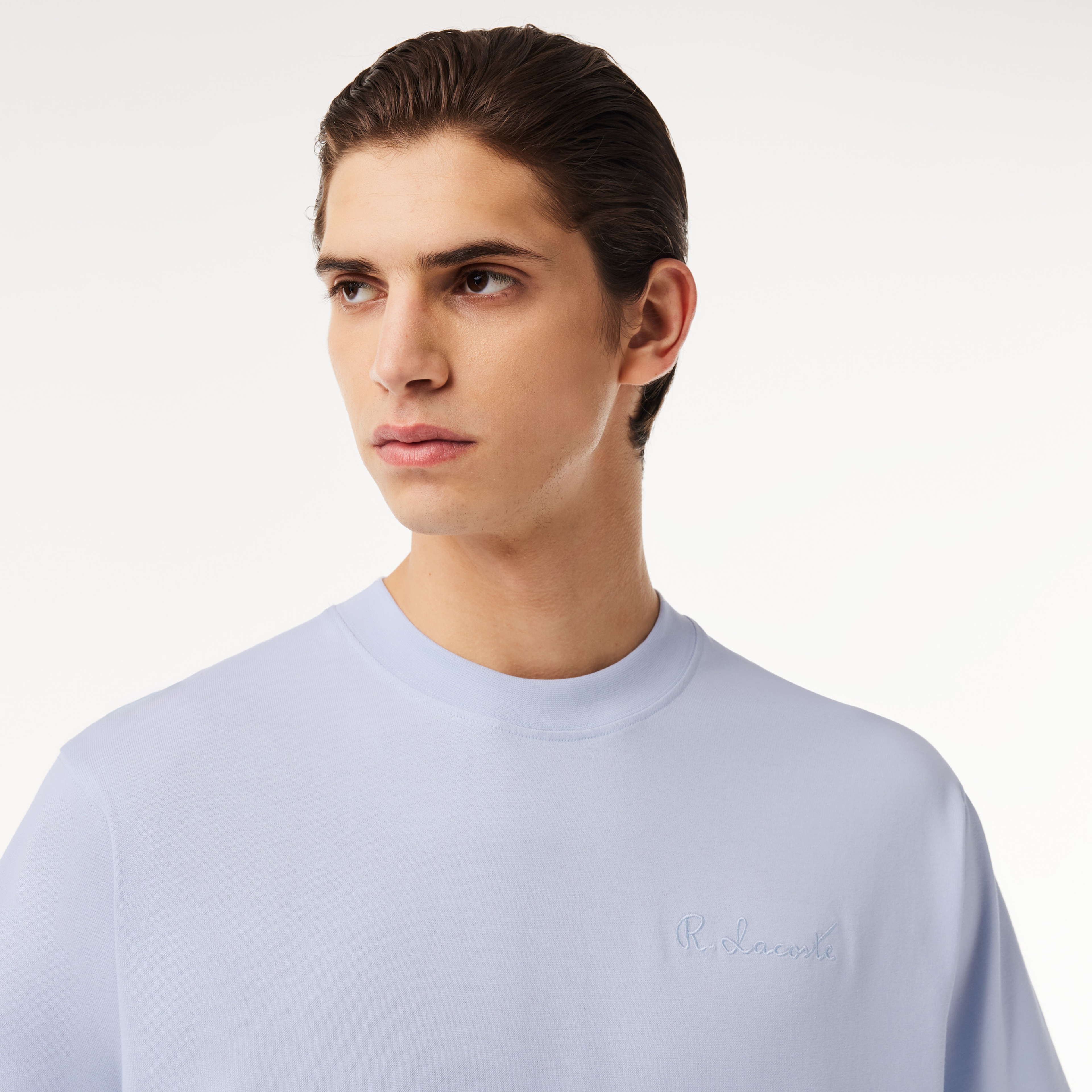 Erkek Loose Fit Bisiklet Yaka Açık Mavi T-Shirt