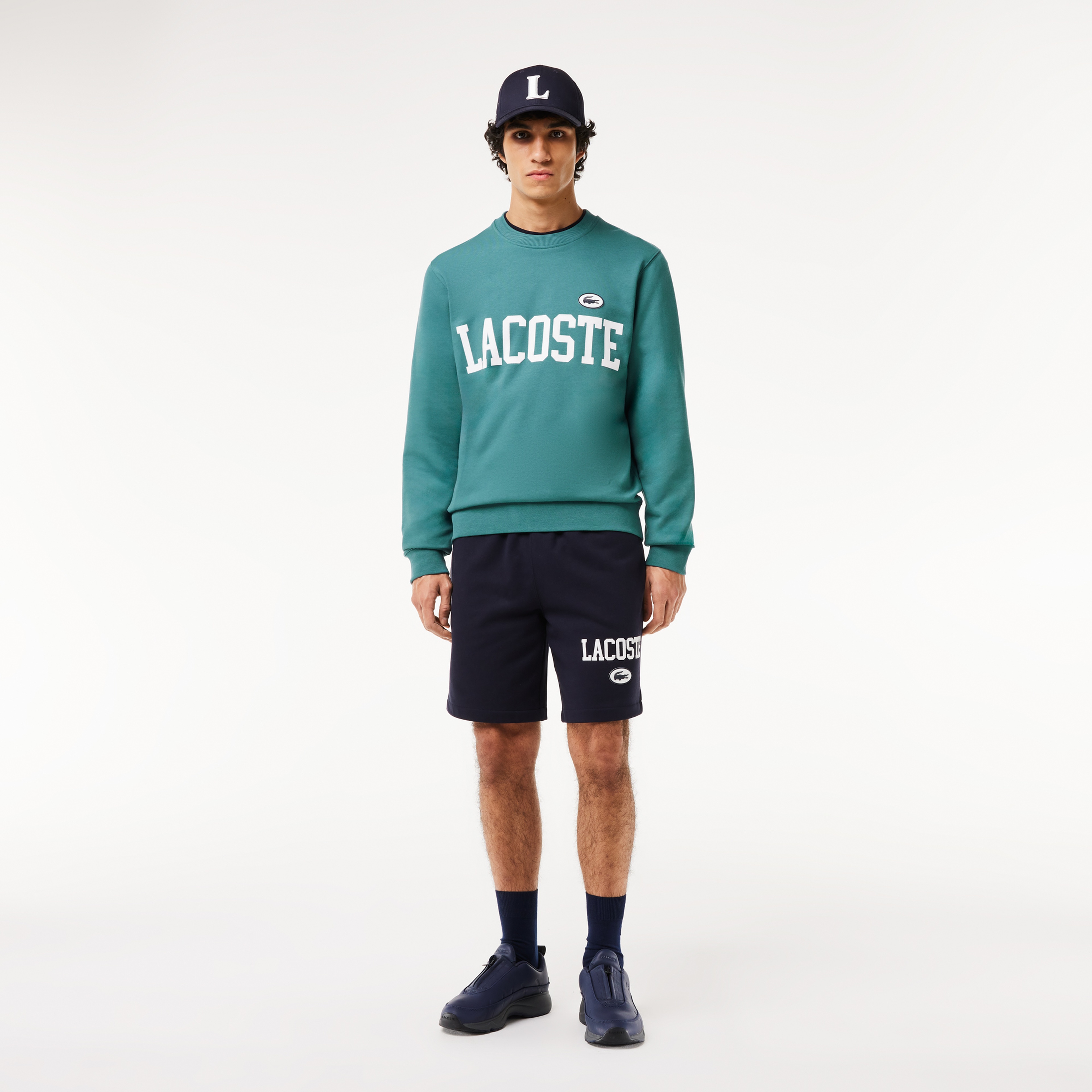 Erkek Classic Fit Bisiklet Yaka Baskılı Mavi Sweatshirt