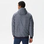 Erkek Kapüşonlu Monogram Çift Taraflı Lacivert Bomber Ceket