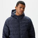 Erkek Kapüşonlu Monogram Çift Taraflı Lacivert Bomber Ceket