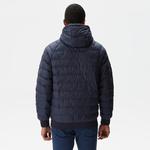 Erkek Kapüşonlu Monogram Çift Taraflı Lacivert Bomber Ceket