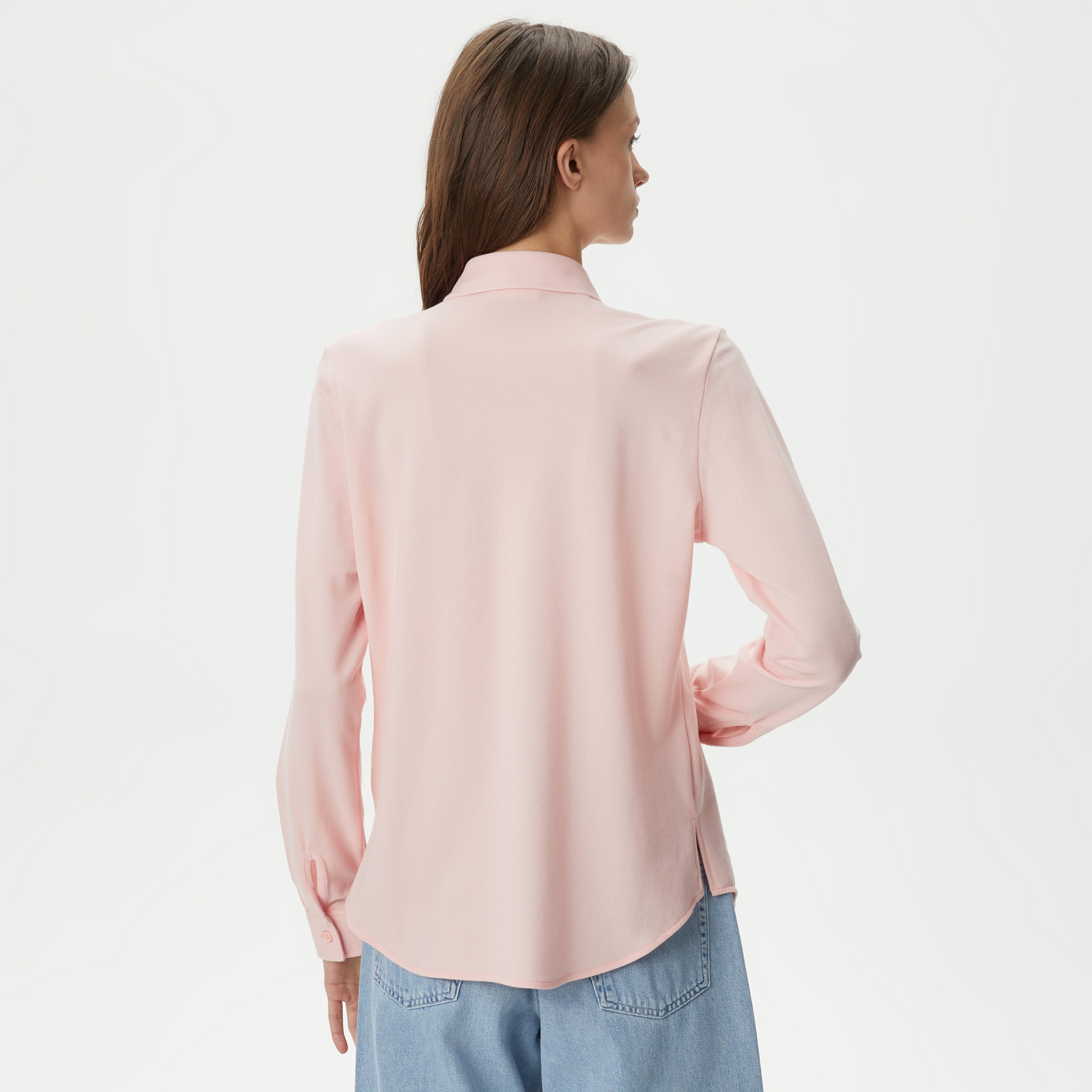 Kadın Slim Fit Organik Pamuk Pembe Gömlek