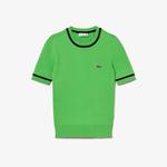 Kadın Kısa Kollu Bisiklet Yaka Yeşil Triko