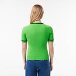 Kadın Kısa Kollu Bisiklet Yaka Yeşil Triko