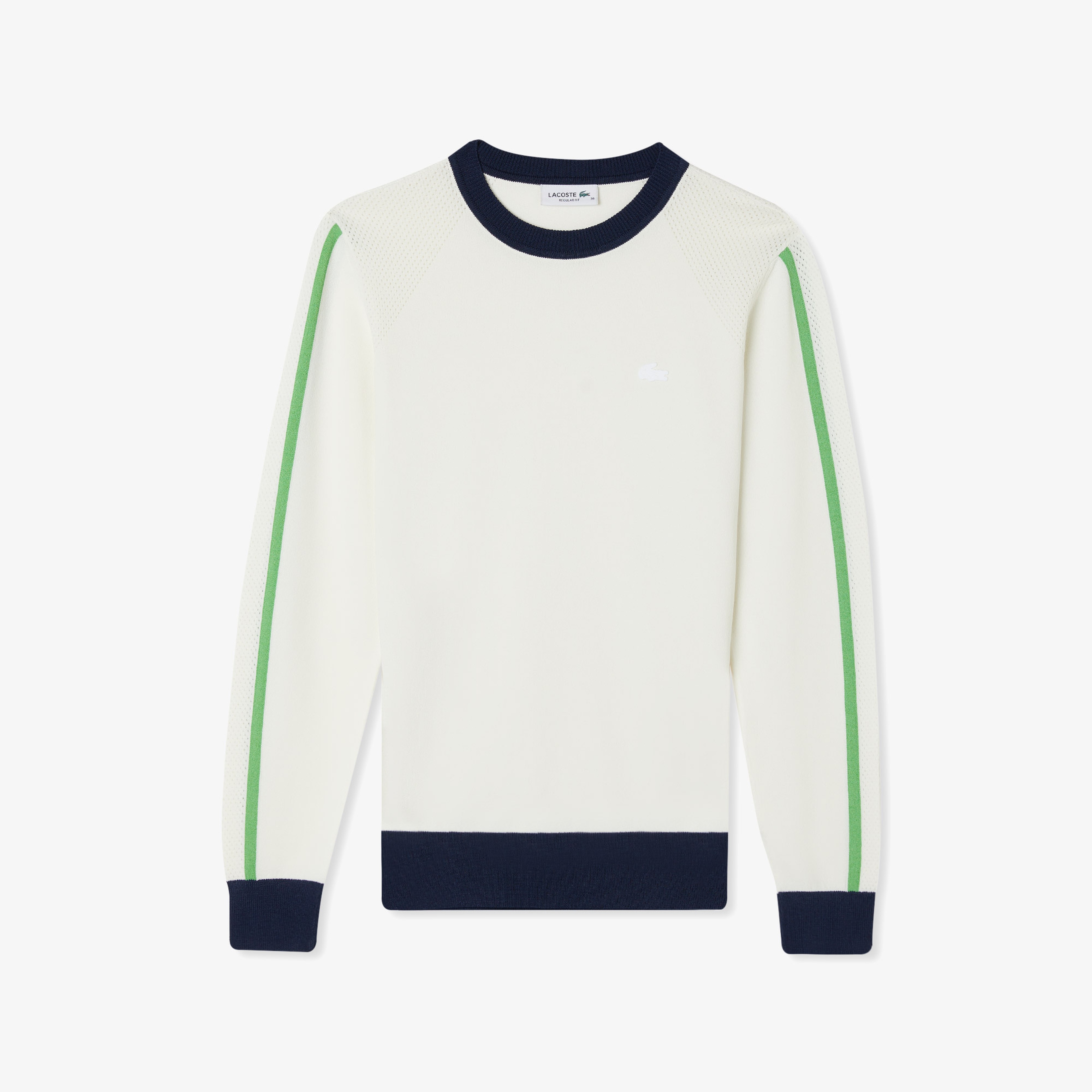 Kadın Regular Fit Bisiklet Yaka Renk Bloklu Beyaz Triko