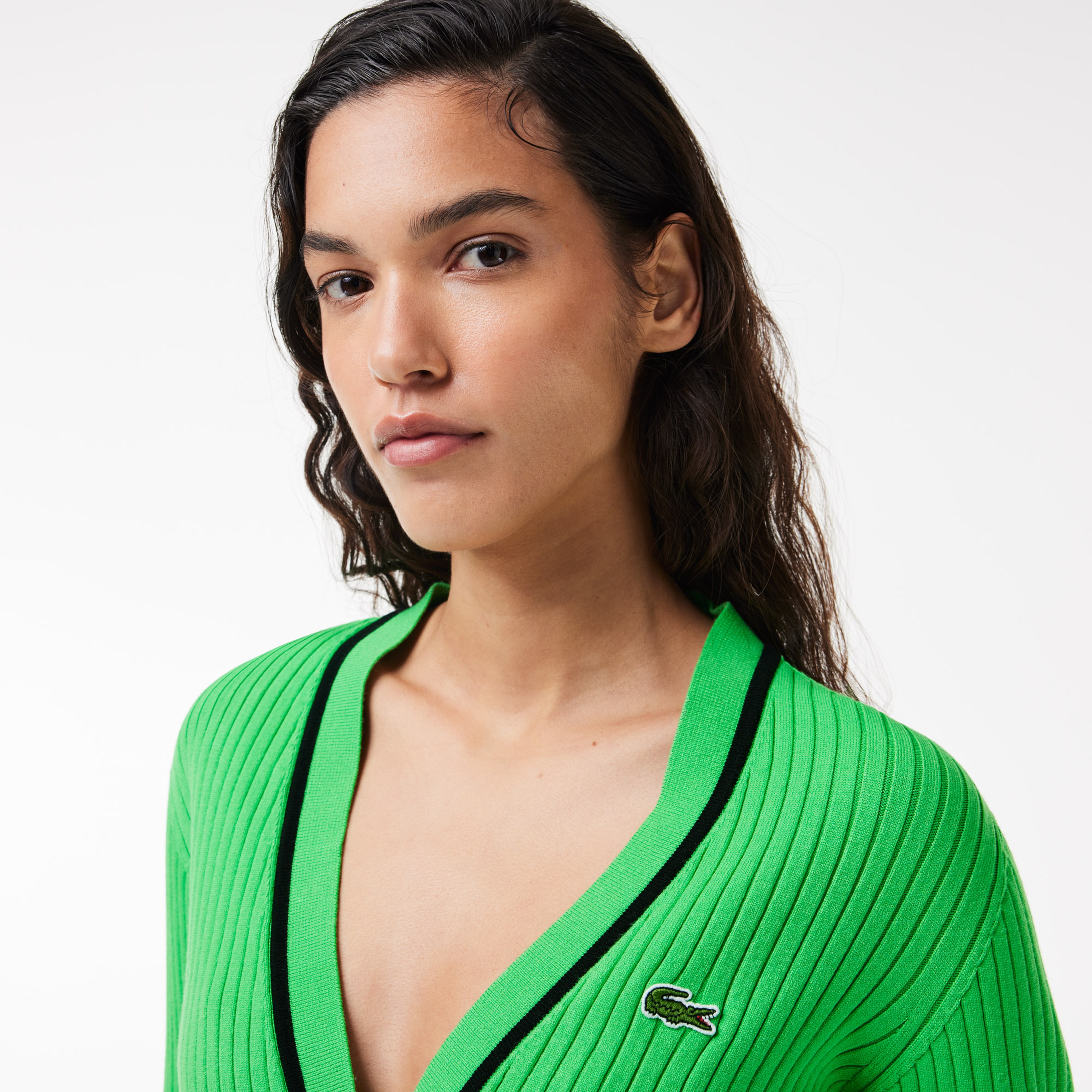 Kadın V Yaka Yeşil Hırka