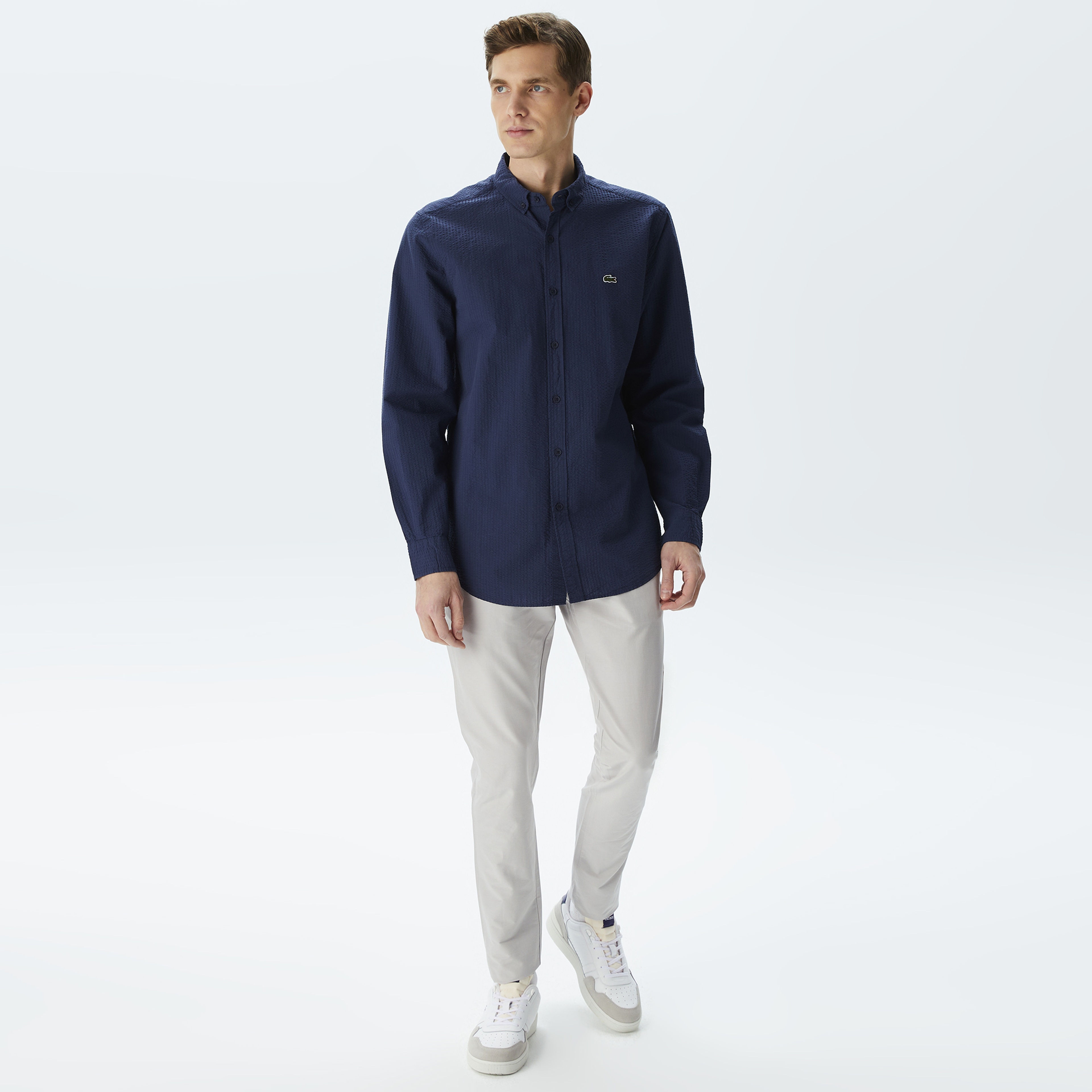 Erkek Regular Fit Organik Pamuk Lacivert Gömlek