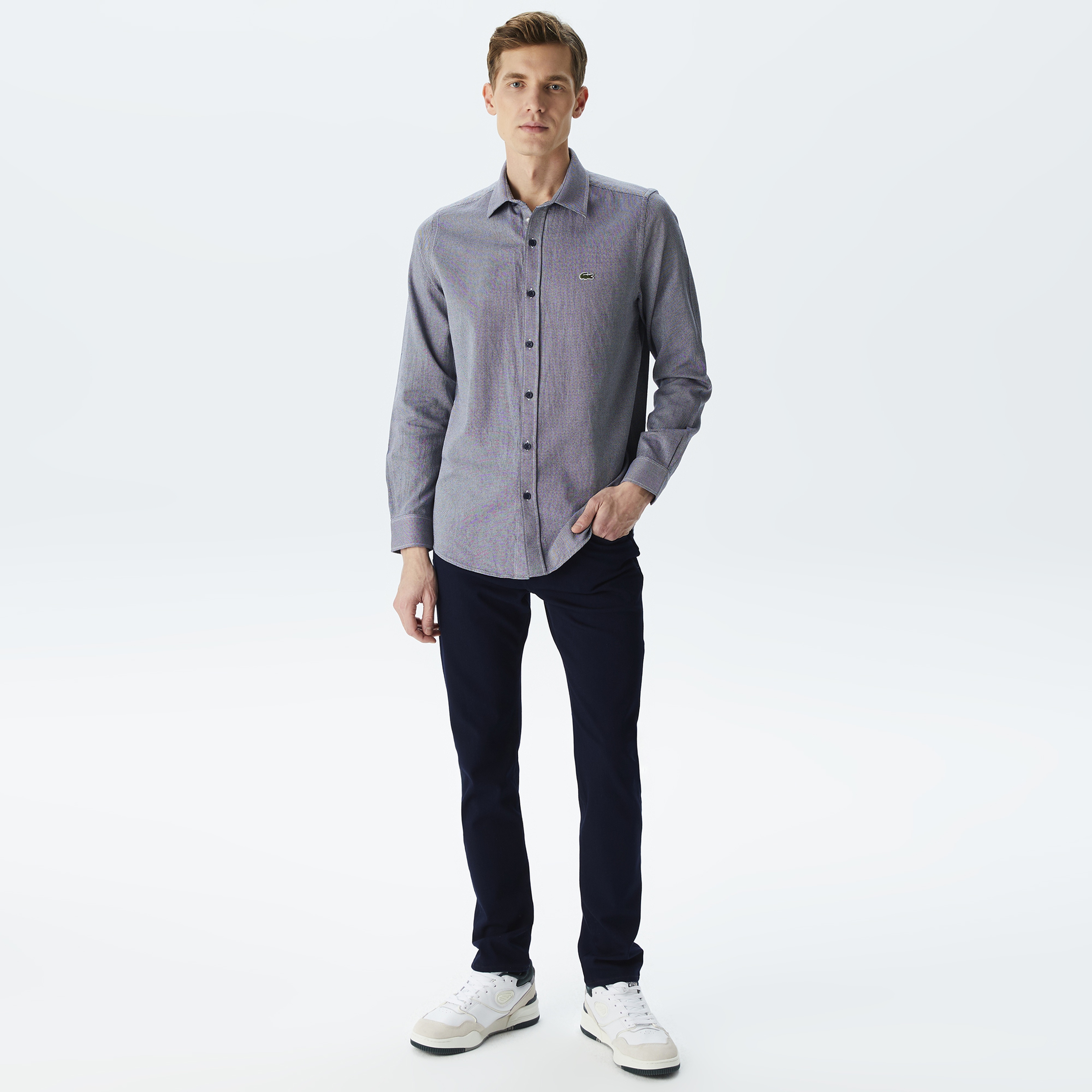 Erkek Slim Fit Gri Gömlek