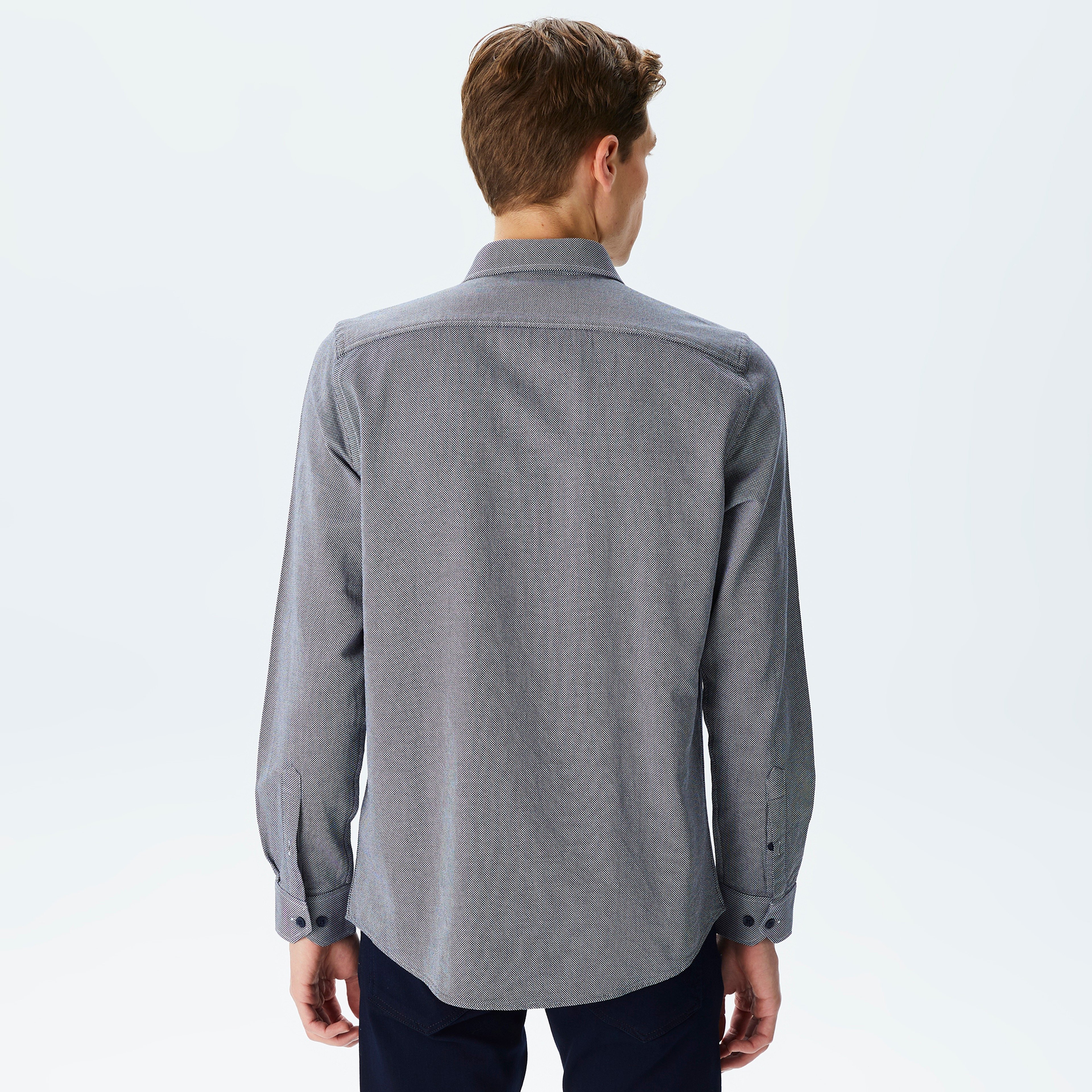 Erkek Slim Fit Gri Gömlek