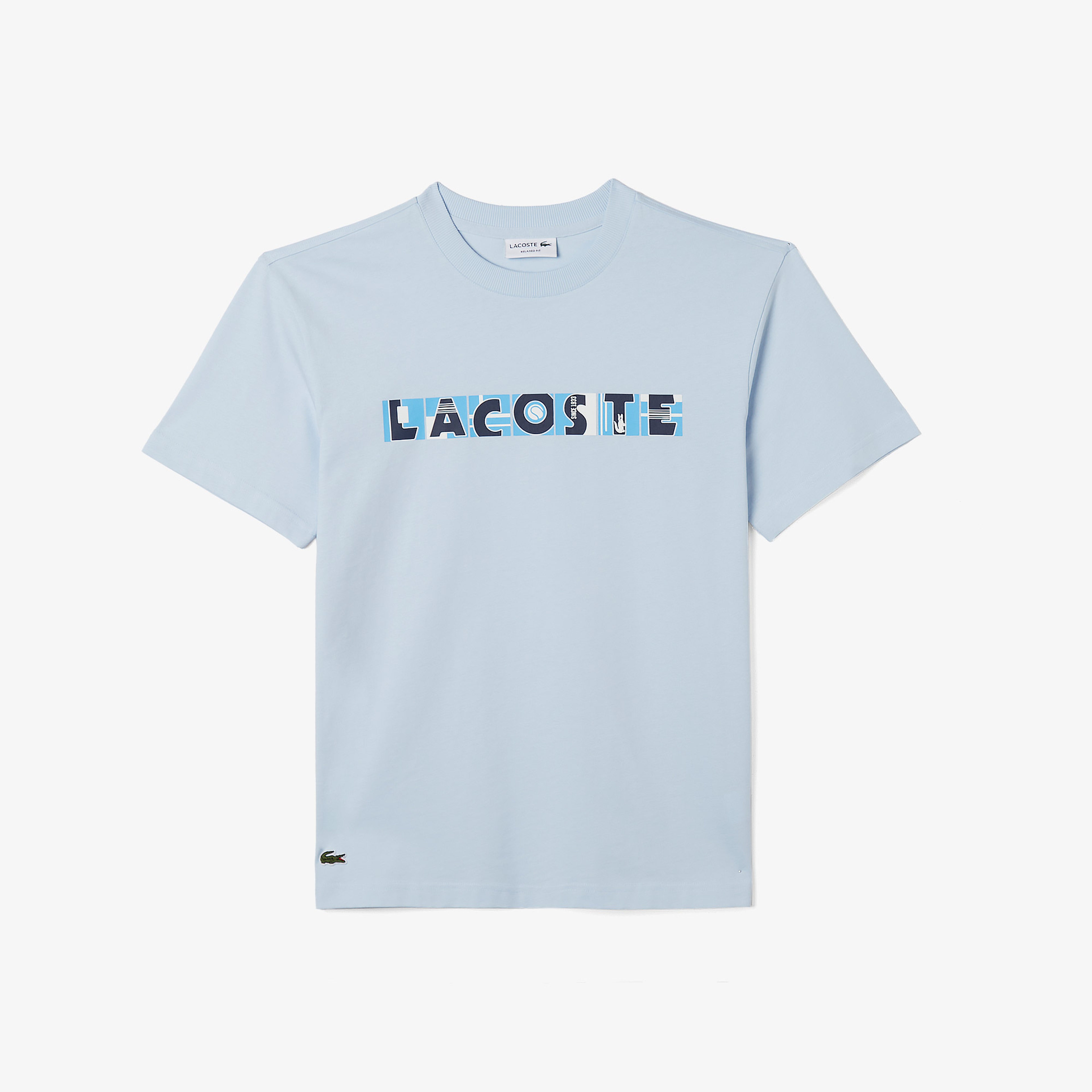 Erkek Relaxed Fit Bisiklet Yaka Baskılı Mavi T-Shirt