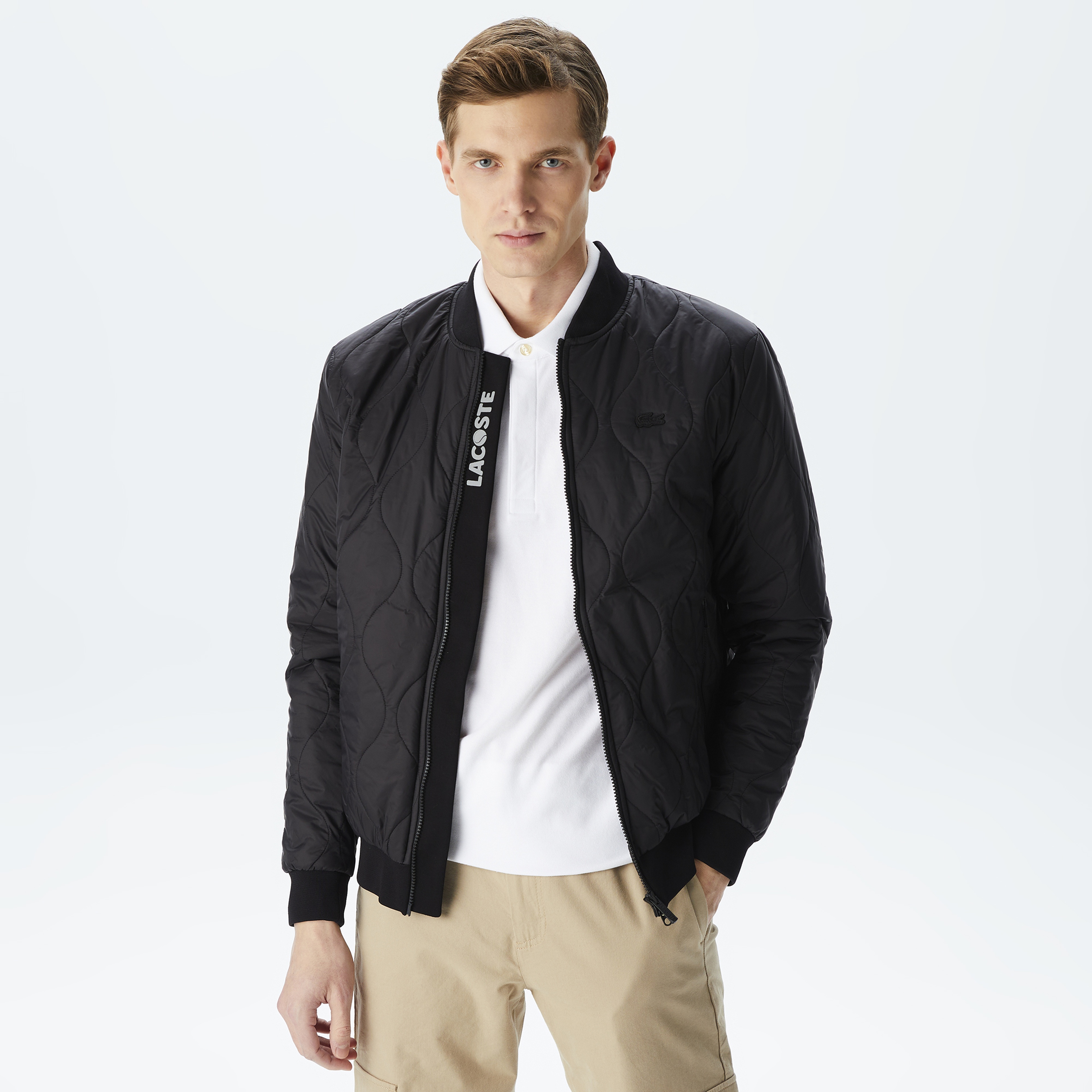 Erkek Dik Yaka Kapitone Siyah Mont