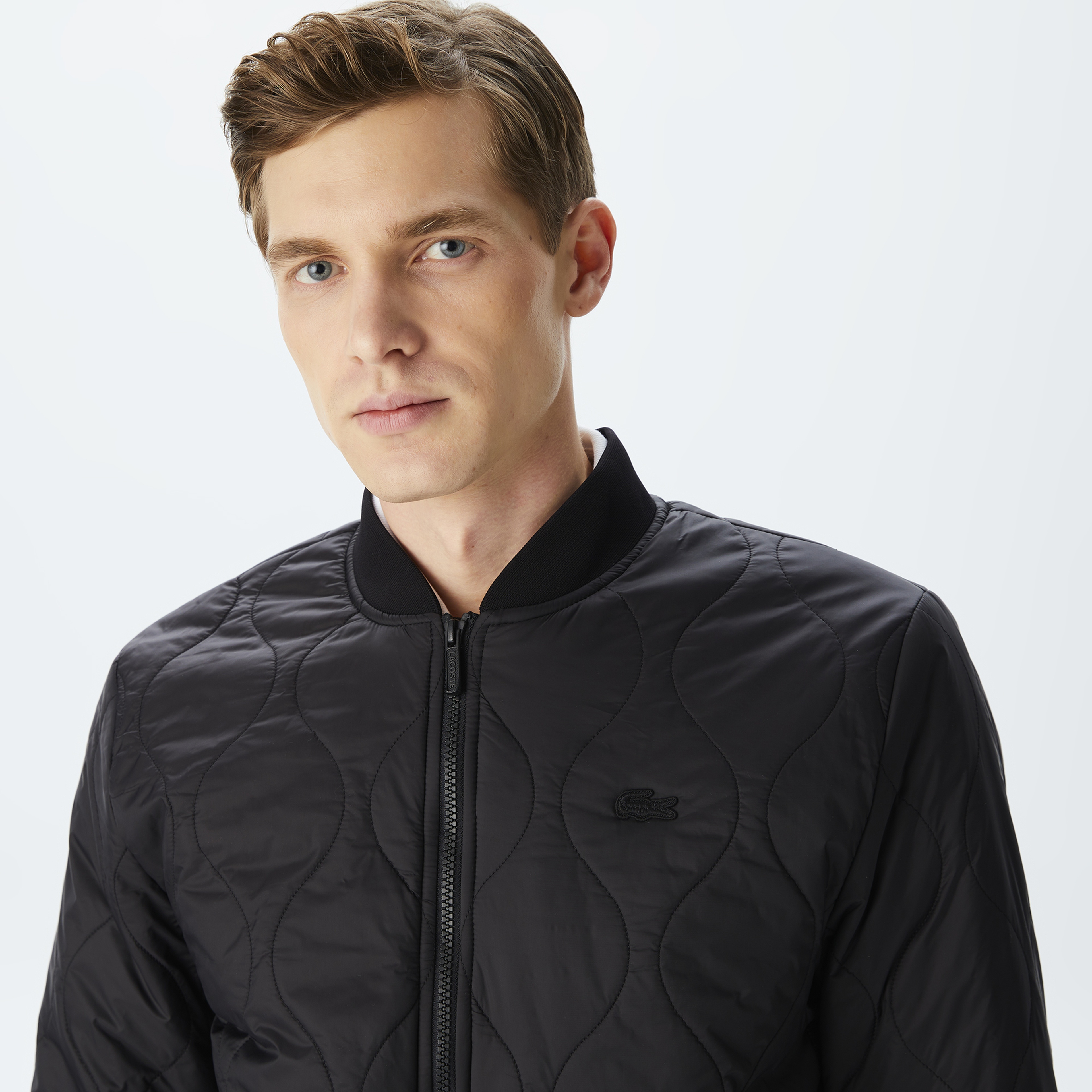 Erkek Dik Yaka Kapitone Siyah Mont