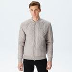 Erkek Dik Yaka Kapitone Gri Mont