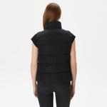 Kadın Dik Yaka Kapitone Siyah Yelek