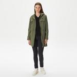 Kadın Kapüşonlu Haki Mont