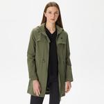 Kadın Kapüşonlu Haki Mont