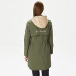 Kadın Kapüşonlu Haki Mont