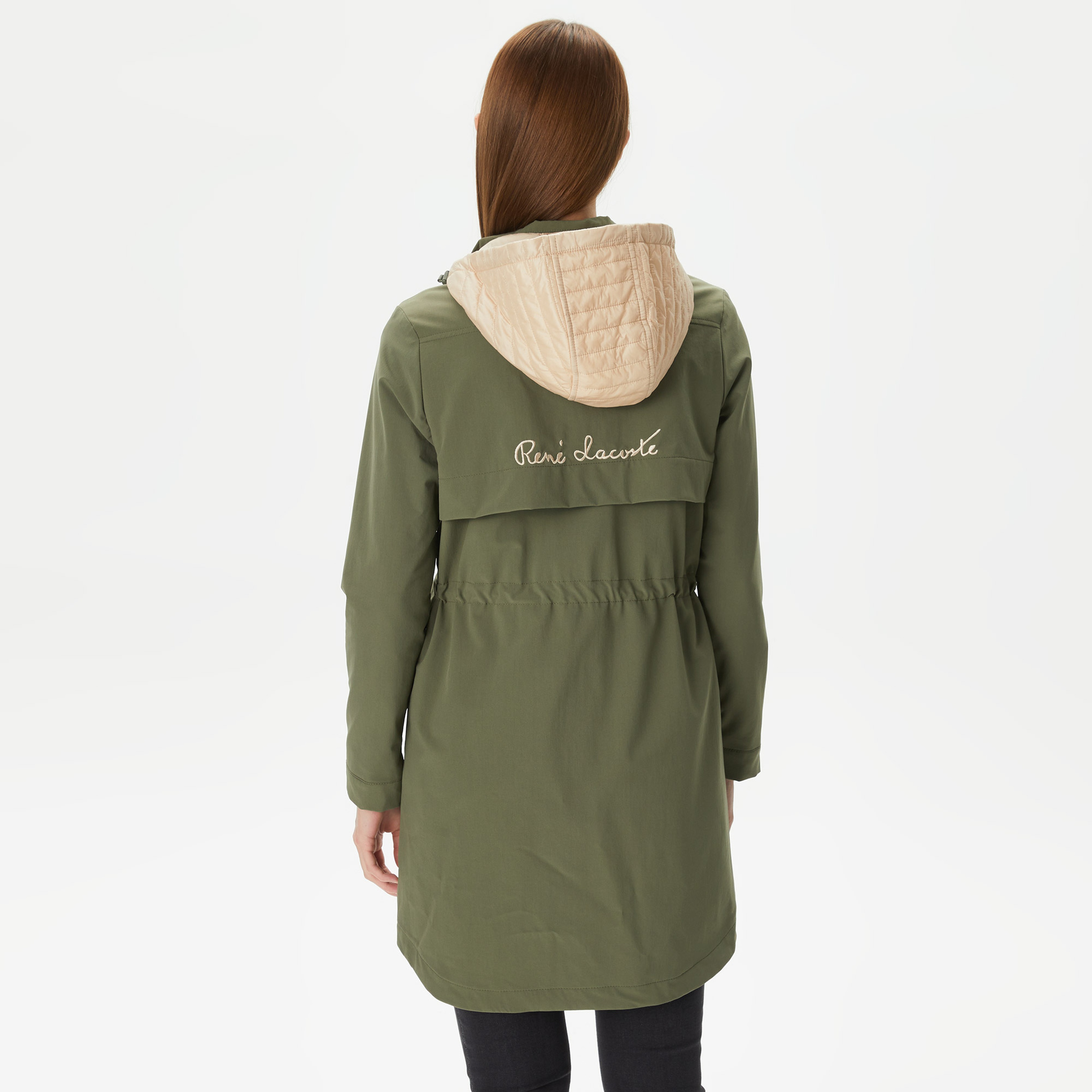 Kadın Kapüşonlu Haki Mont