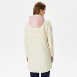 Kadın Kapüşonlu Baskılı Beyaz Mont