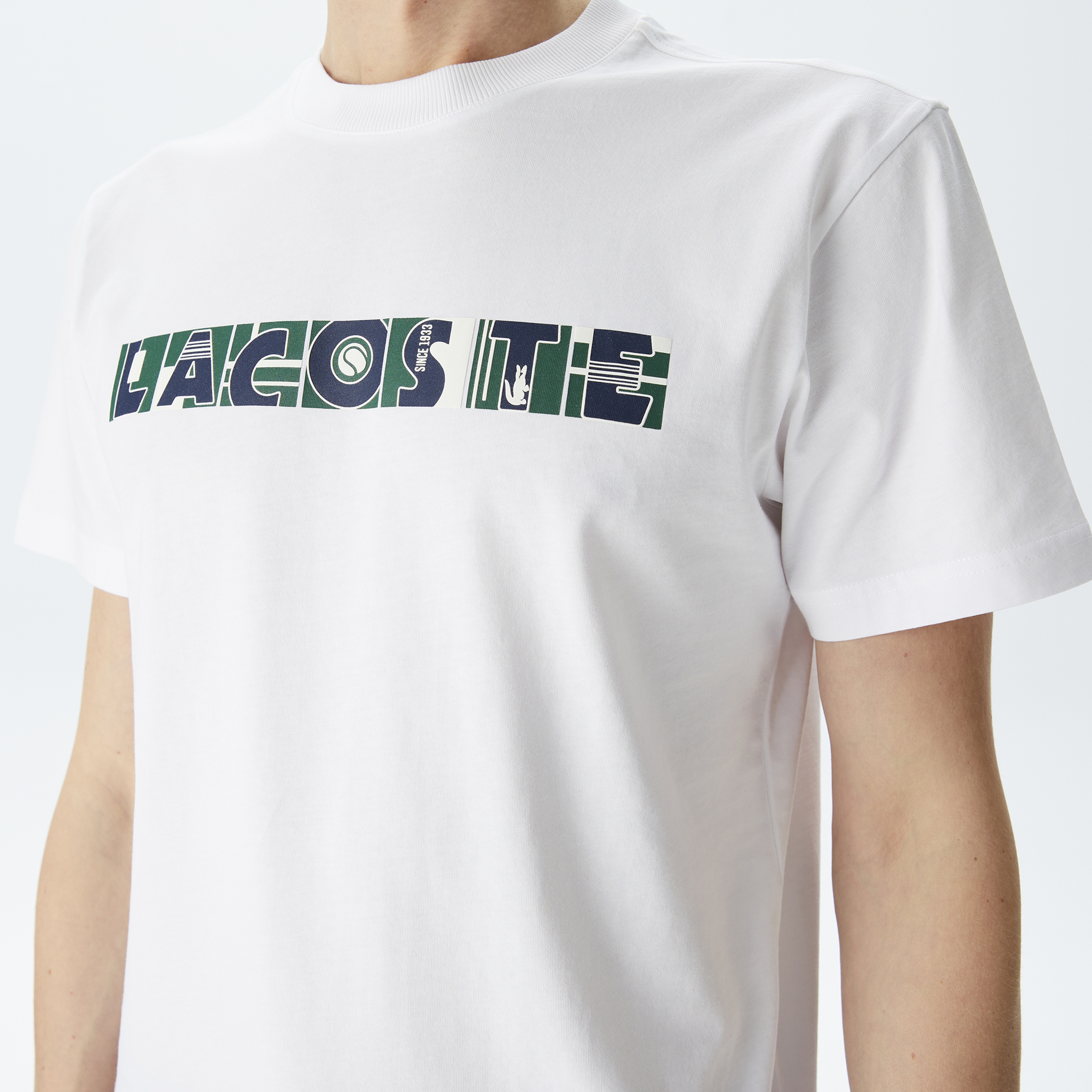 Erkek Relaxed Fit Bisiklet Yaka Baskılı Beyaz T-Shirt