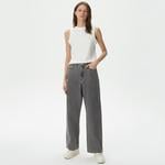 Lacoste Kadın Loose Fit Gri Jean Pantolon
