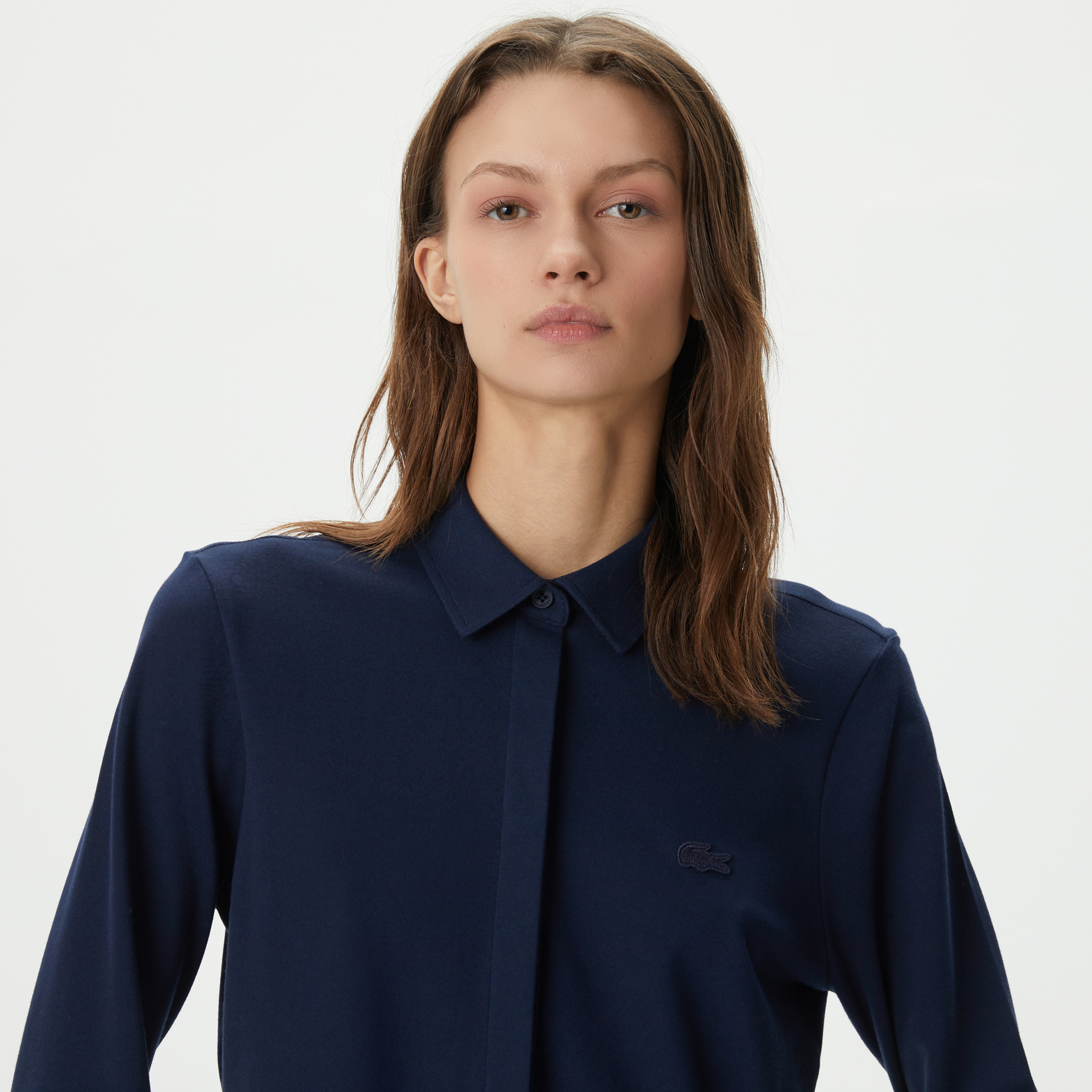 Kadın Slim Fit Organik Pamuk Lacivert Gömlek