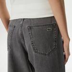 Lacoste Kadın Loose Fit Gri Jean Pantolon