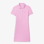 Kadın Straight Fit Polo Yaka Pembe Elbise