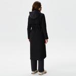 Kadın Kapüşonlu Baskılı Siyah Mont