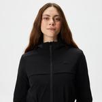 Kadın Kapüşonlu Baskılı Siyah Mont