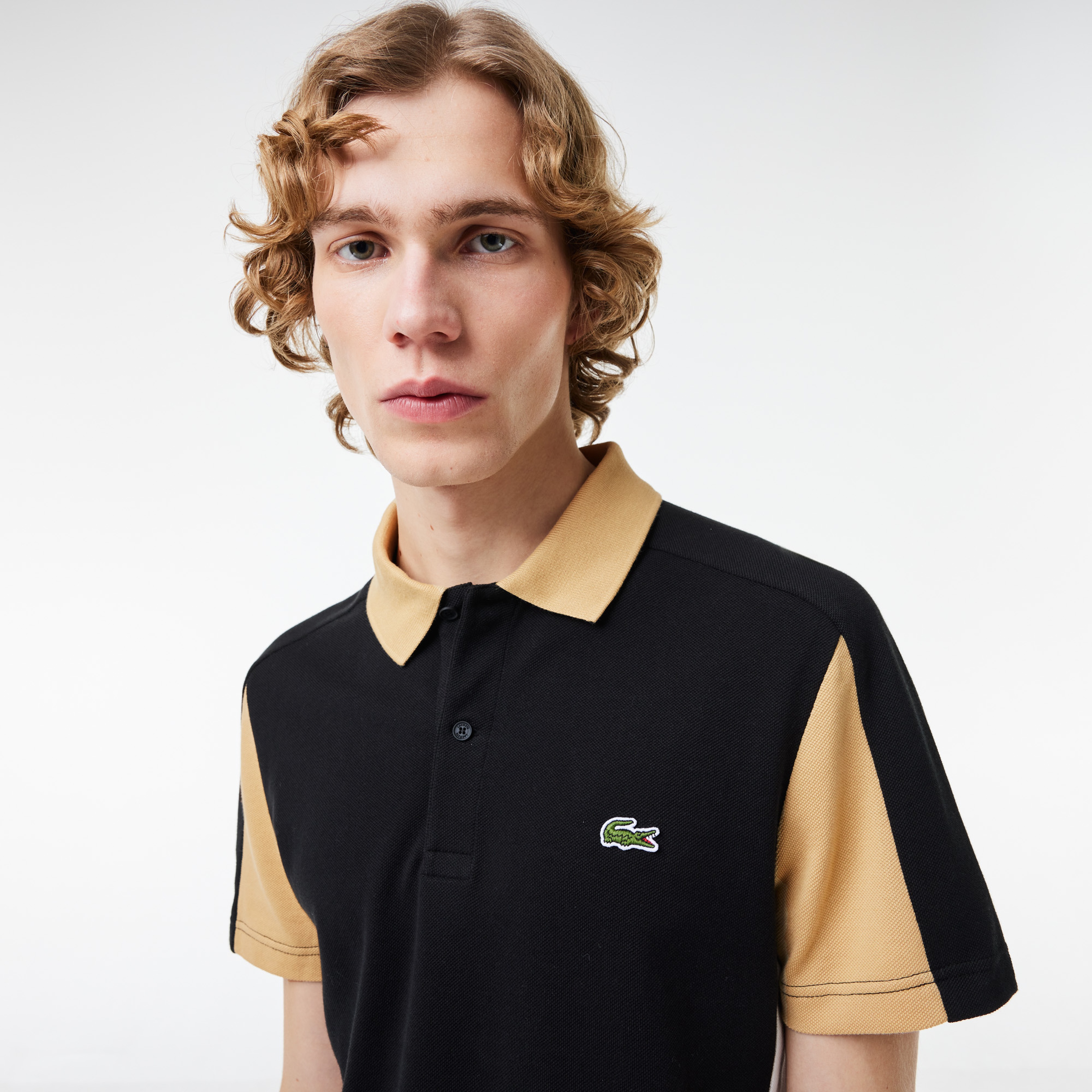 Erkek Regular Fit Renk Bloklu Siyah Polo
