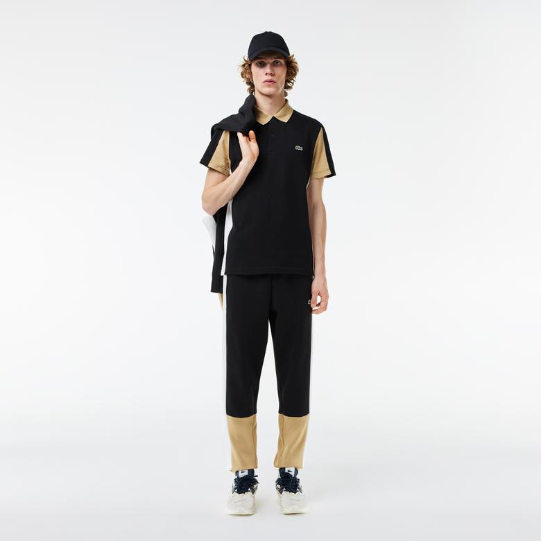 Erkek Regular Fit Renk Bloklu Siyah Polo