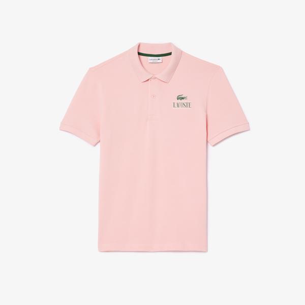 Signature Unisex Regular Fit Baskılı Pembe Polo