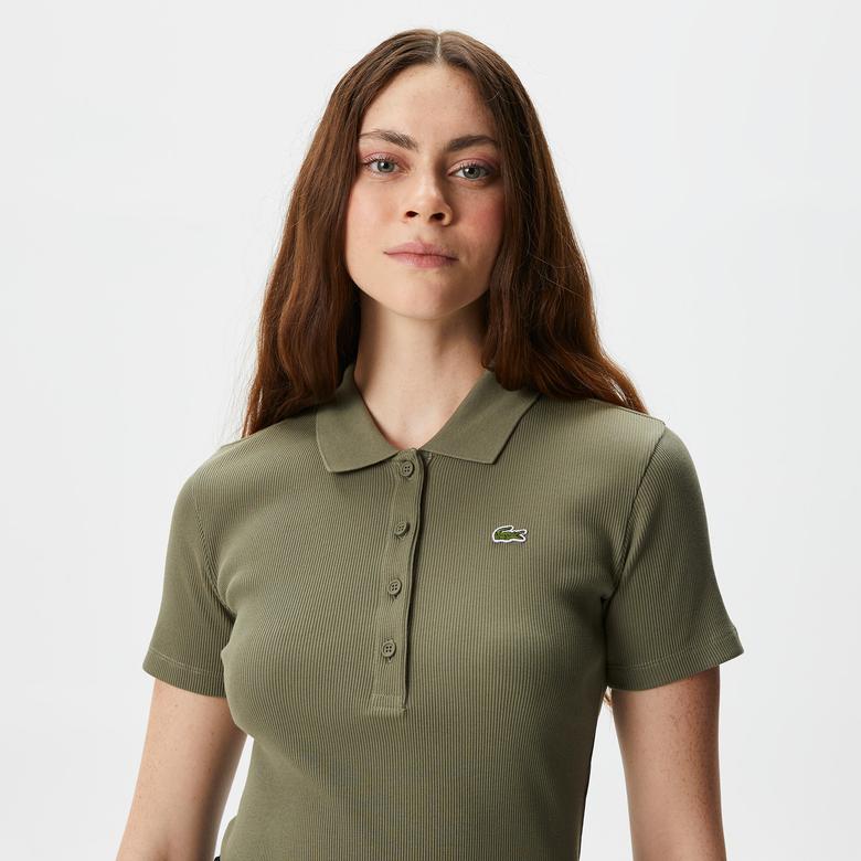 Kadın Slim Fit Organik Pamuk Yeşil Polo