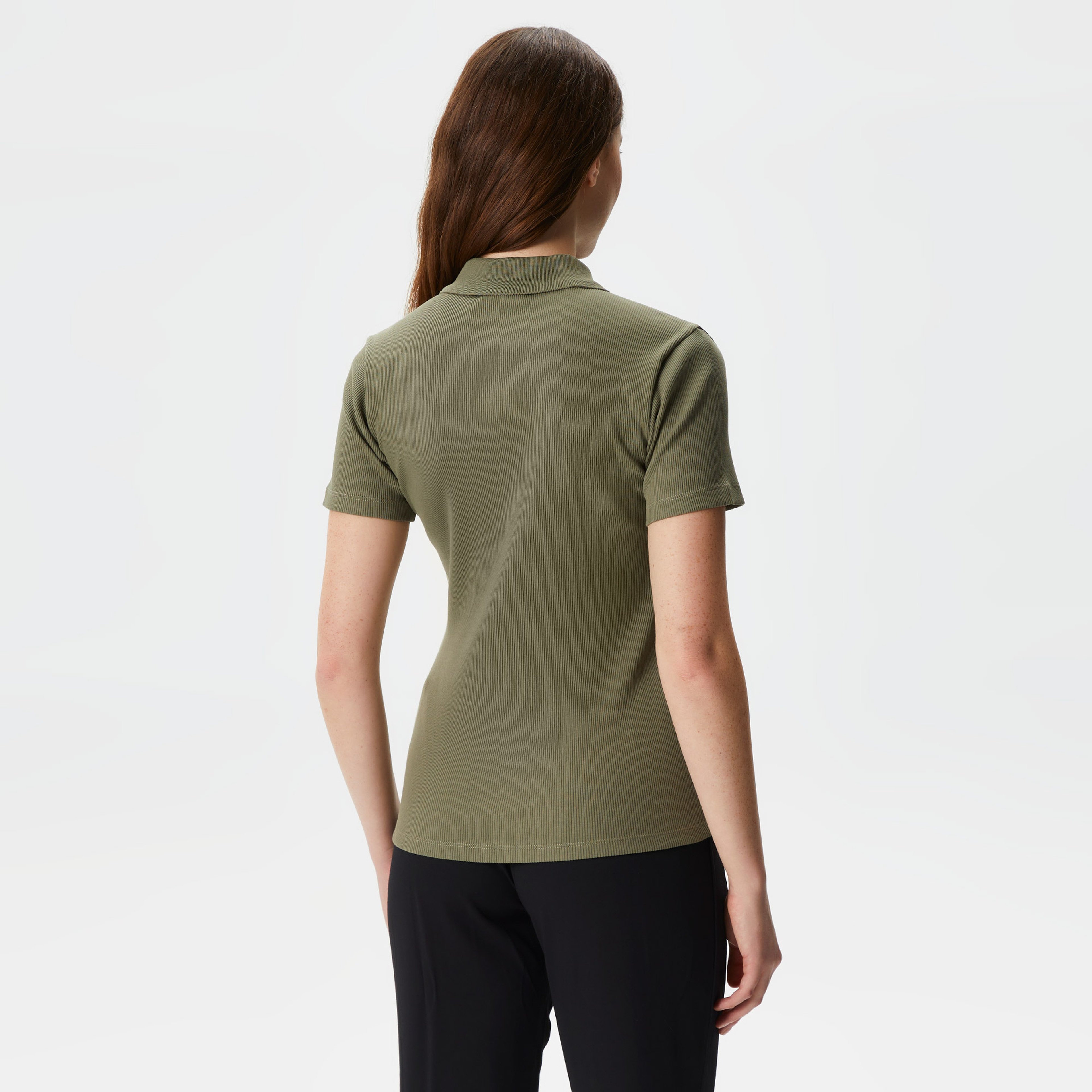 Kadın Slim Fit Organik Pamuk Yeşil Polo