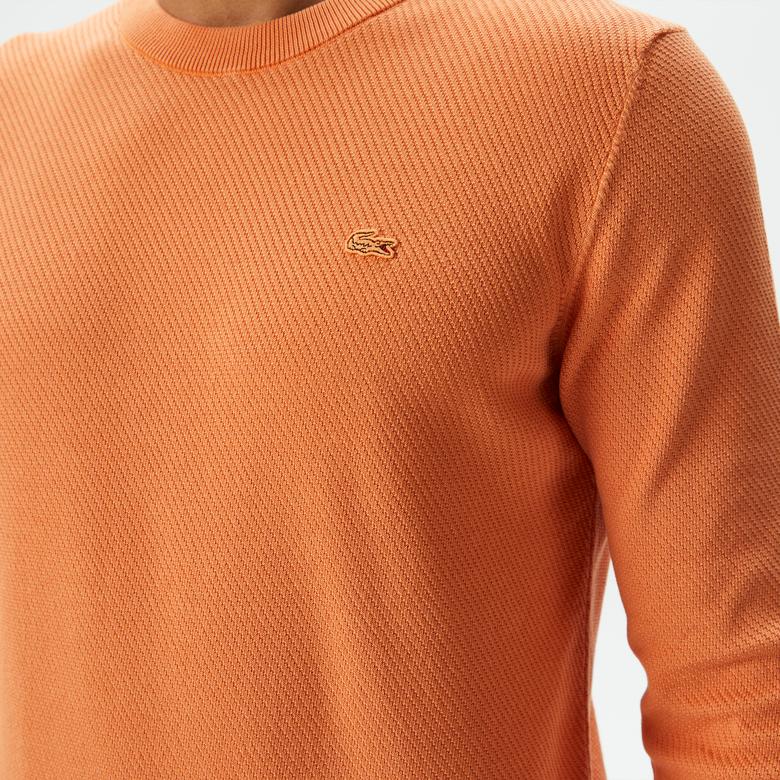 Erkek Regular Fit Bisiklet Yaka Turuncu Kazak