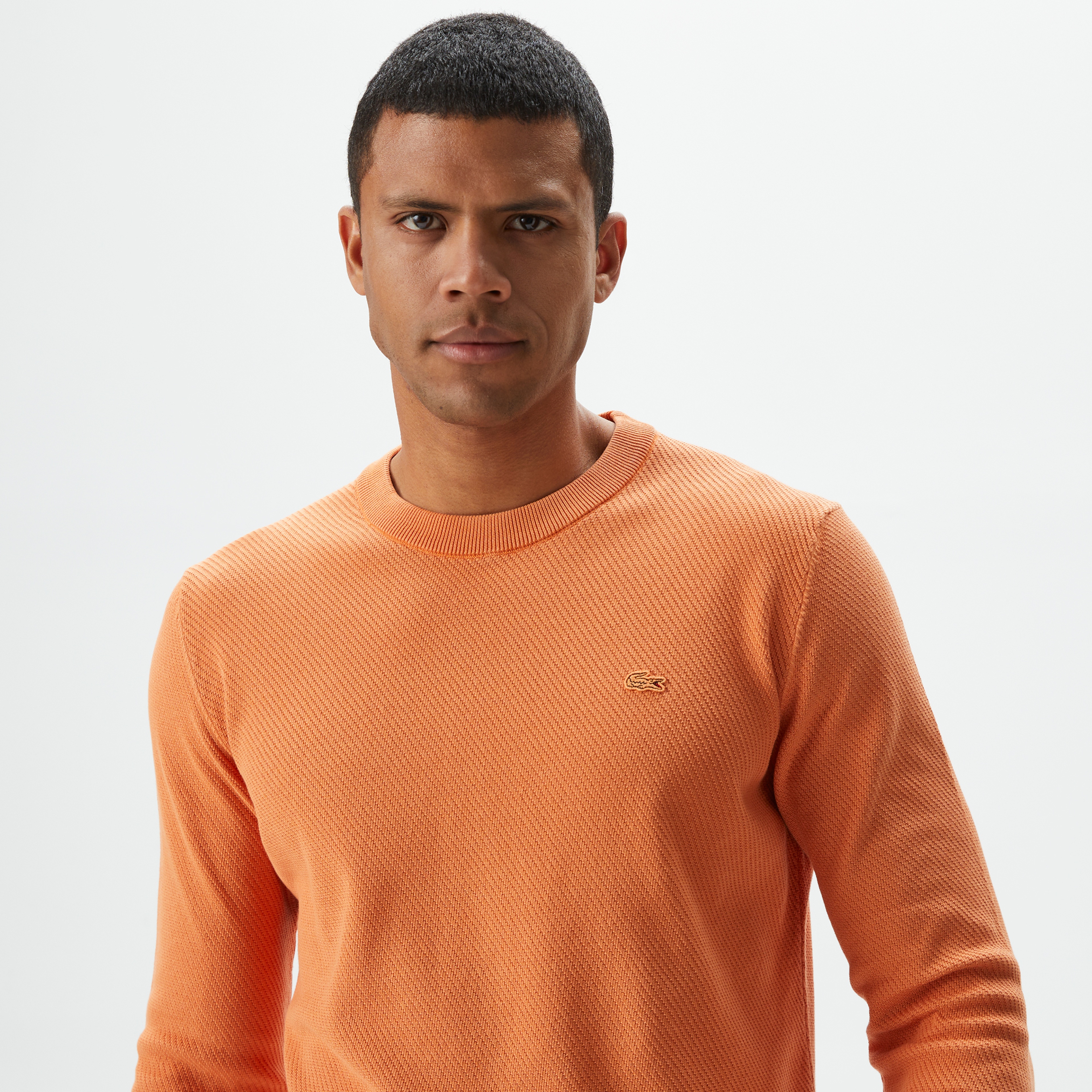 Erkek Regular Fit Bisiklet Yaka Turuncu Kazak