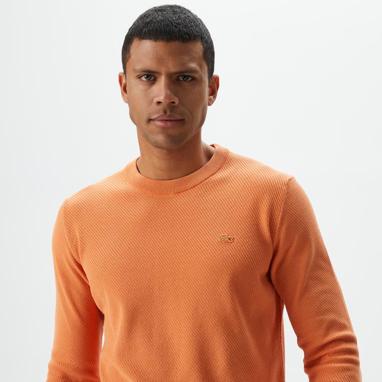 Erkek Regular Fit Bisiklet Yaka Turuncu Kazak