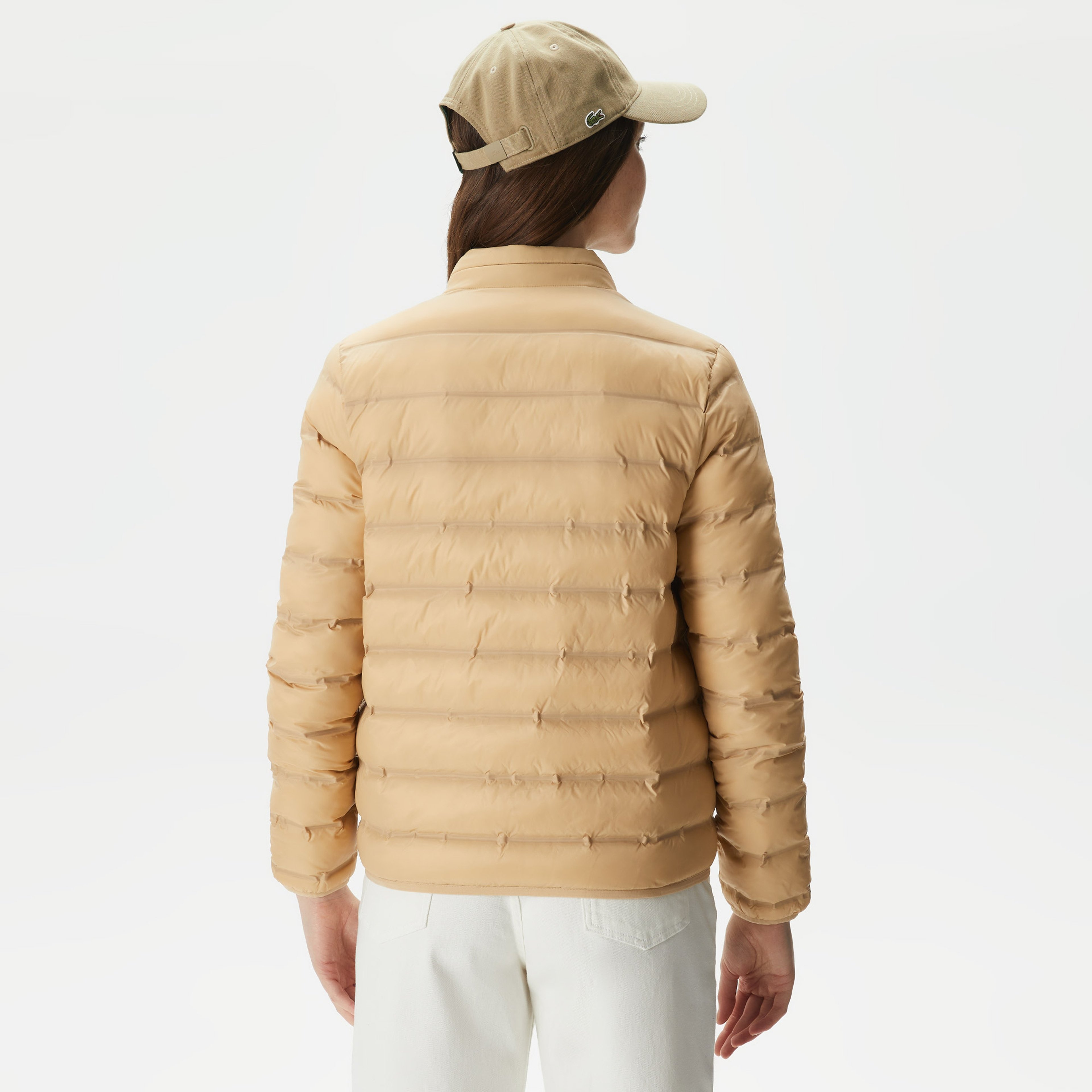 Kadın Dik Yaka Kapitone Bej Mont