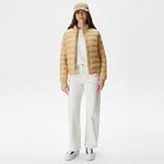 Kadın Dik Yaka Kapitone Bej Mont