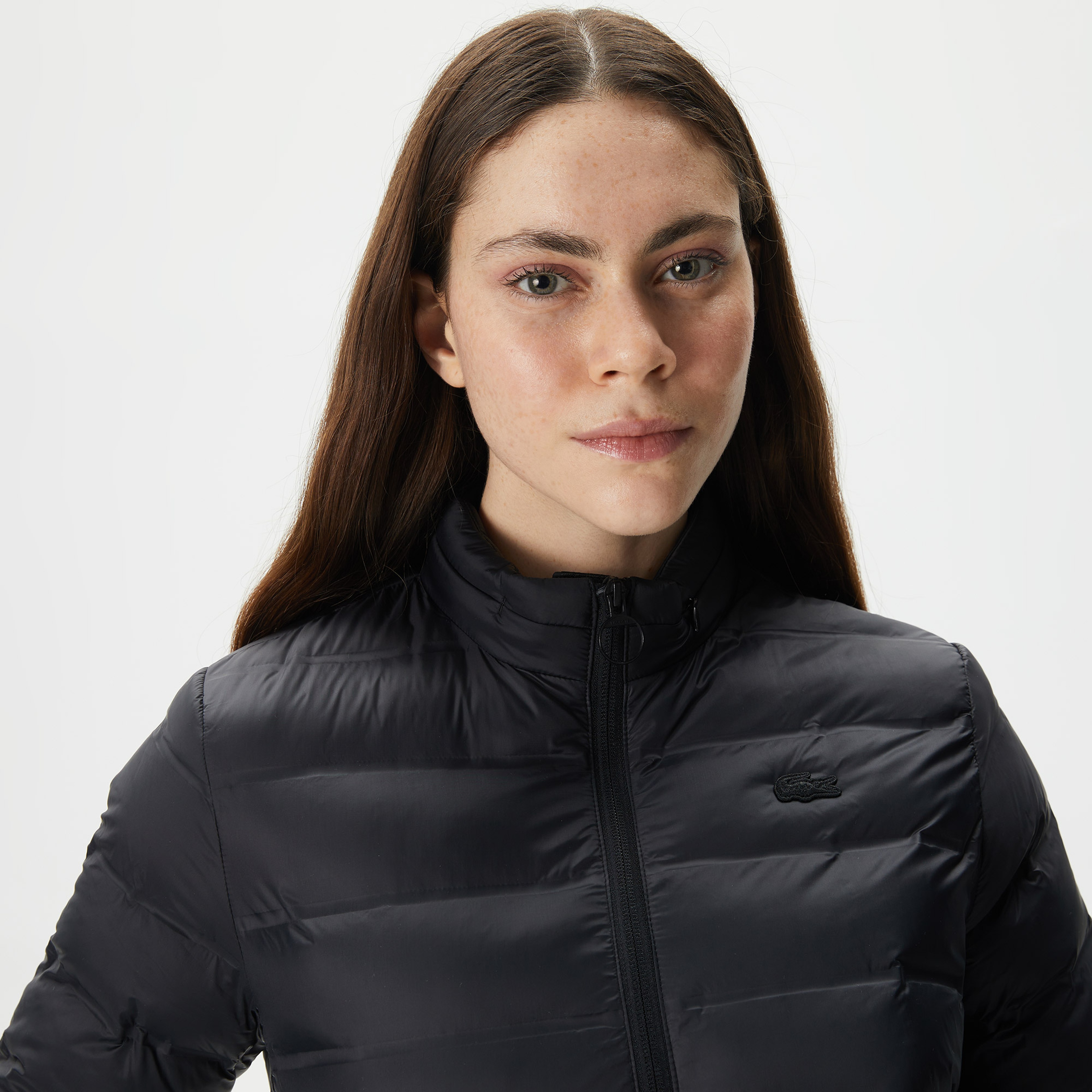 Kadın Dik Yaka Kapitone Siyah Mont