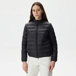 Kadın Dik Yaka Kapitone Siyah Mont