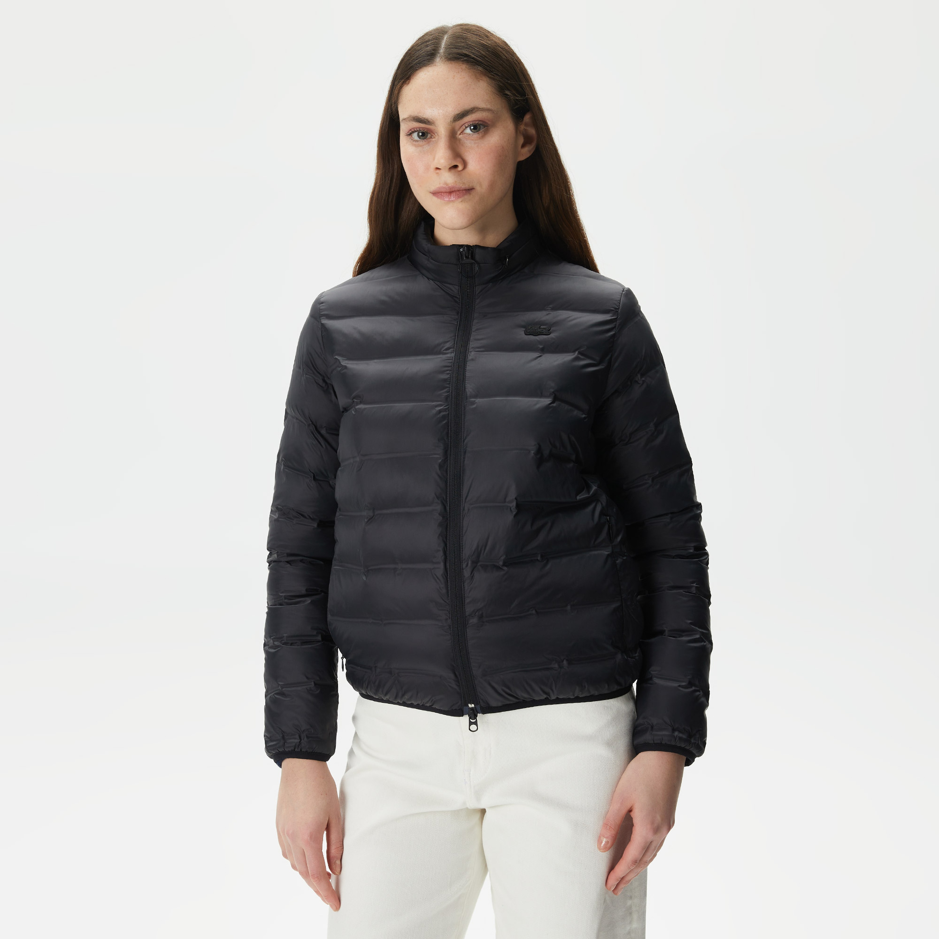 Kadın Dik Yaka Kapitone Siyah Mont